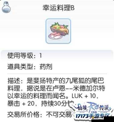 仙境传说RO，探寻智力与幸运料理B的永恒守护秘籍